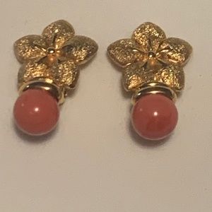 Vintage Star & Coral Clip on  Earrings